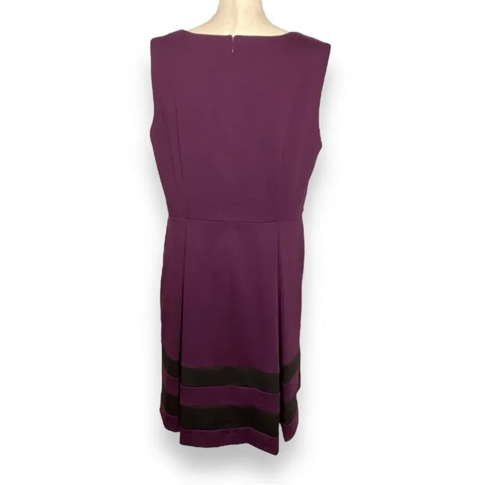 Calvin Klein A-Line Pleated Sleeveless Dress In Plum Women’s Size 16 - Picture 3 of 6